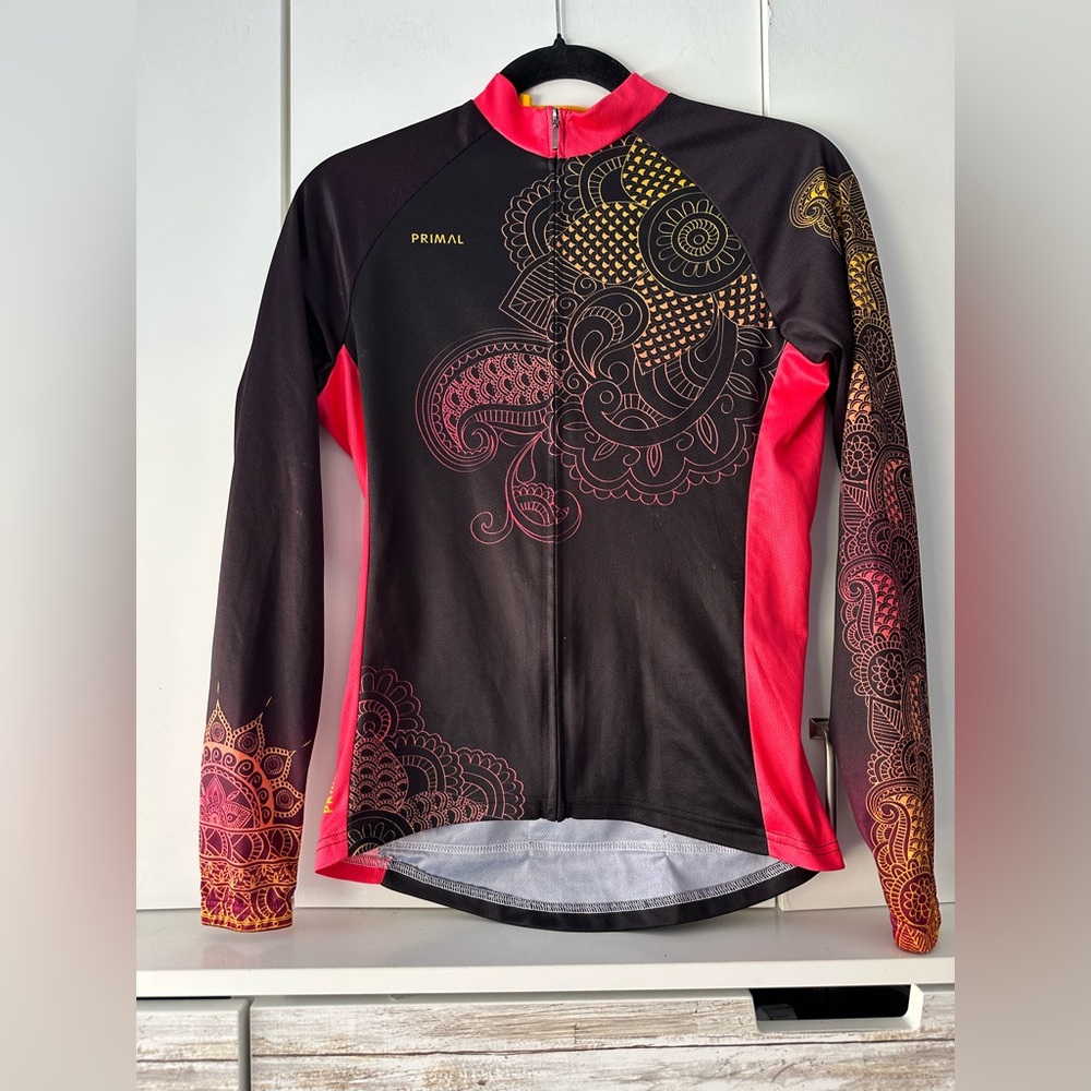 🚴♀️ Primal Wear Women’s Small Long Sleeve Cycling Jersey Black Pink Gold